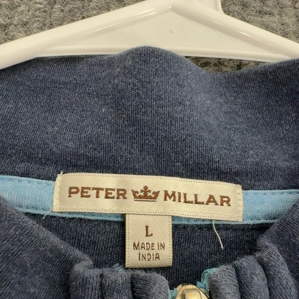 Peter Millar Pullover Mens L Navy Blue Cotton Quarter Zip Golf Classic